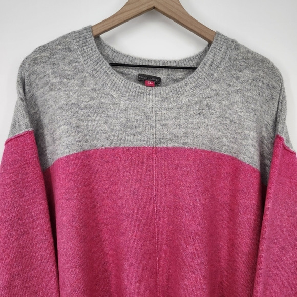 Vince Camuto Womens Color Block Sweater Size 2X Pink Gray Boxy Comtemporary - Picture 2 of 8